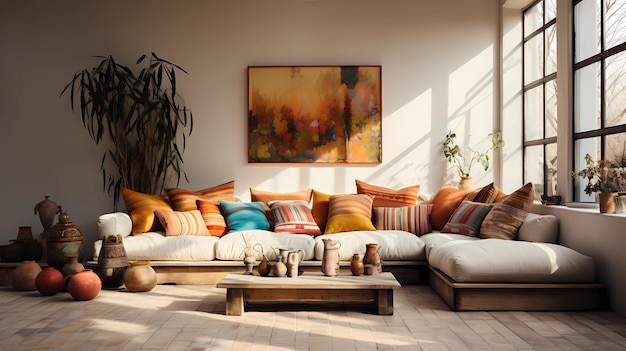 Premium Photo | Boho Chic Living Room