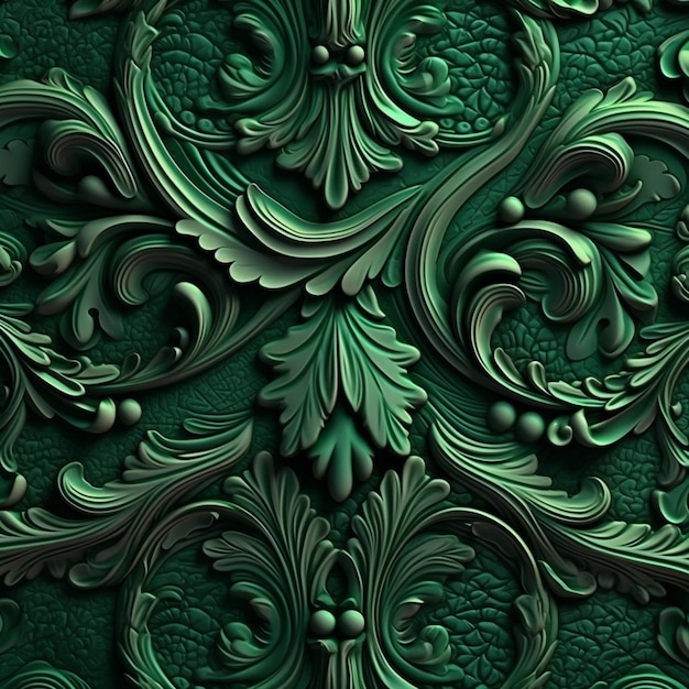 Premium AI Image | A close up of a green wall with a pattern on it ...