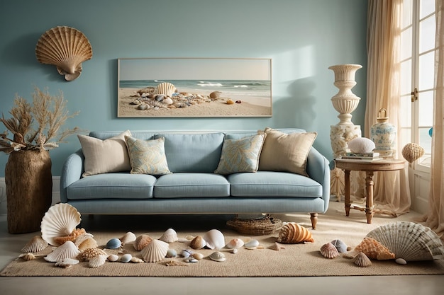 Premium AI Image | Coastal Themed Living Room