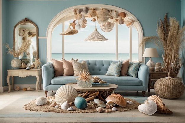 Premium AI Image | Coastal Themed Living Room