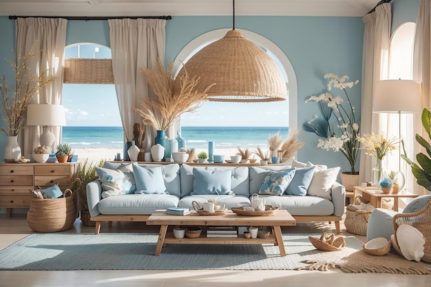 Premium AI Image | Coastal Themed Living Room