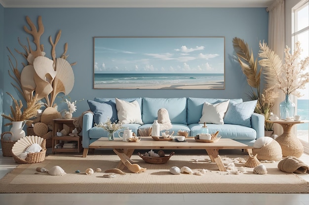 Premium AI Image | Coastal Themed Living Room