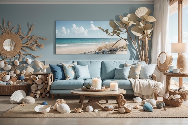 Premium AI Image | Coastal Themed Living Room