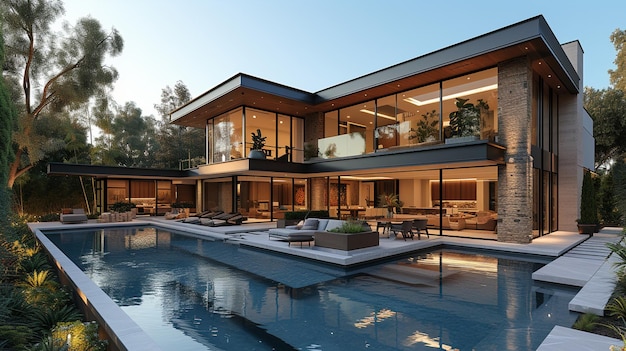 Premium Photo | A Contemporary Luxury Estate With Automated Wallpaper