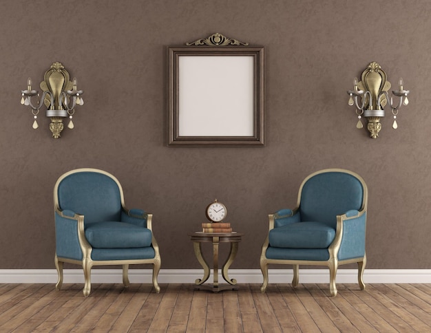 Premium Photo | Elegant vintage living room interior with classic armchair