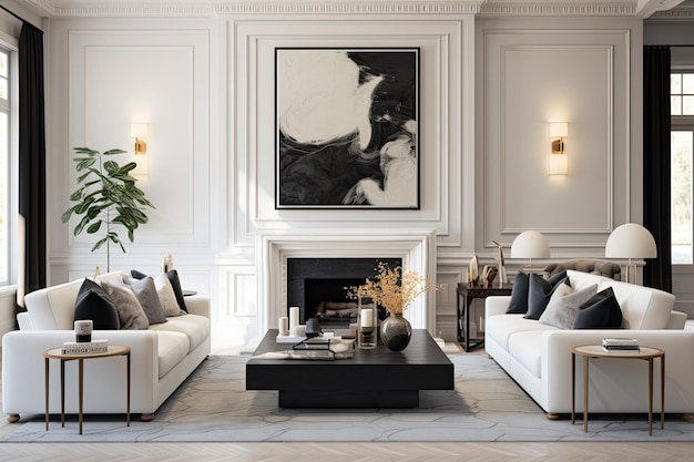Premium AI Image | A highend family living room featuring decorative ...