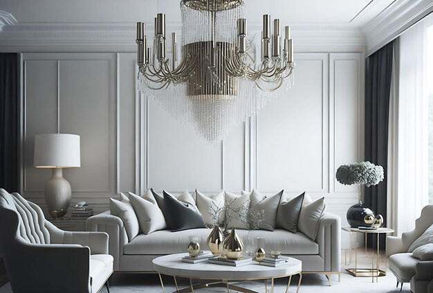 Premium Photo | Home Interior living room scene featuring a neutral ...