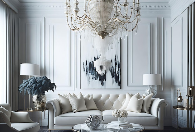 Premium Photo | Home Interior living room scene featuring a neutral ...
