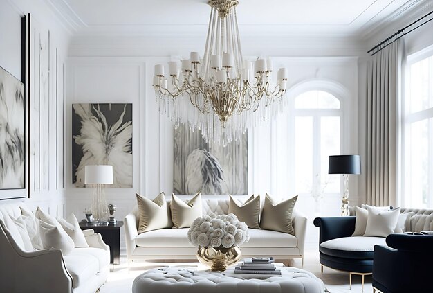 Premium Photo | Home Interior living room scene featuring a neutral ...