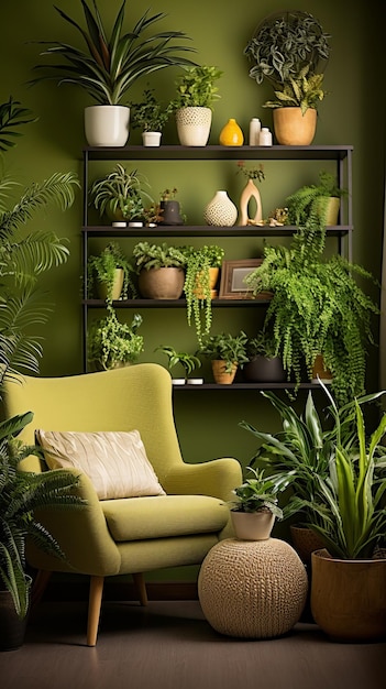 Premium Photo | Indoor plants in a living room