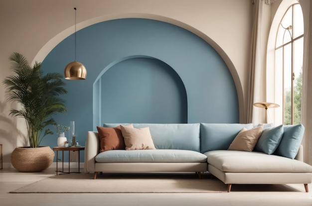 Premium Photo | Interior home design of living room with beige sofa and ...