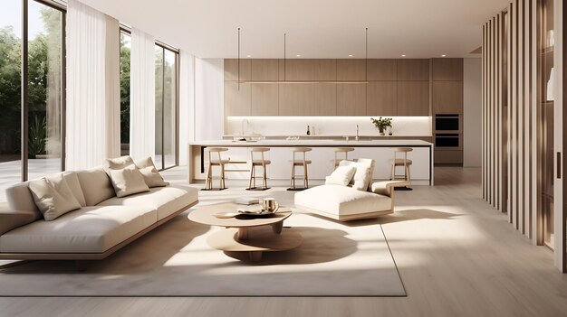 Premium Photo | Interior of modern living room with white walls wooden ...