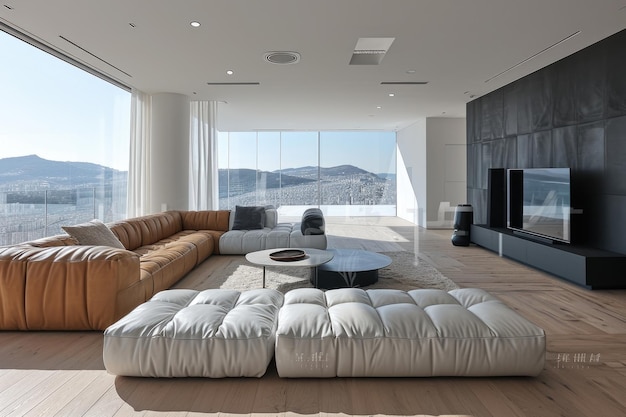 Premium Photo | The interior space of the living room adopts a ...