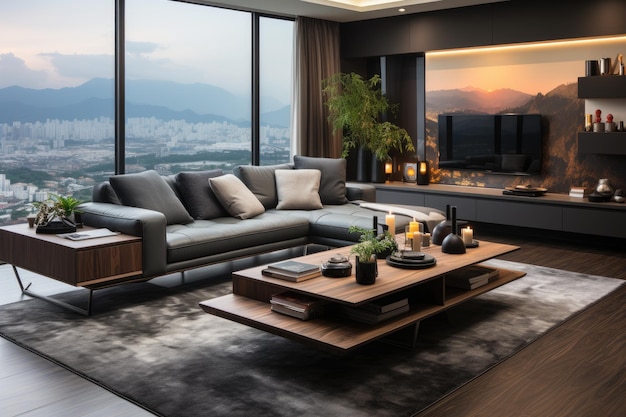 The interior space of the living room adopts a minimalist style ...