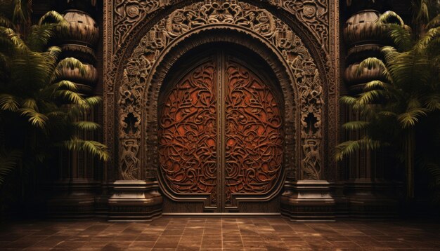 Premium Photo | A large ornate wooden door