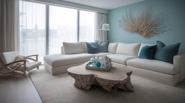 Premium Photo | Living room decor home interior design Modern Coastal style