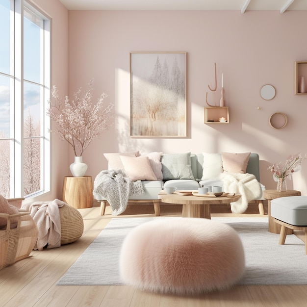 Premium AI Image | Living Room is calm and comfortable dominated by ...
