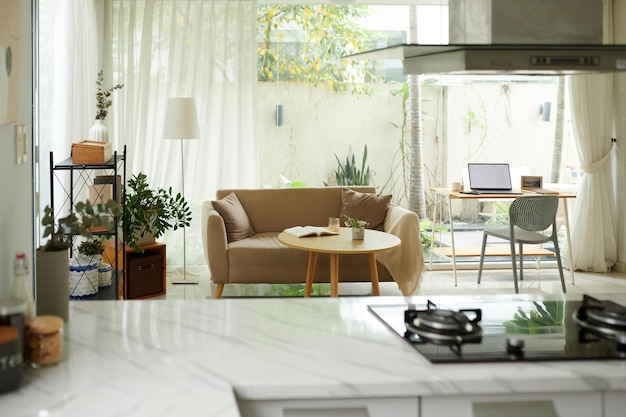 Premium AI Image | Living room with big windows