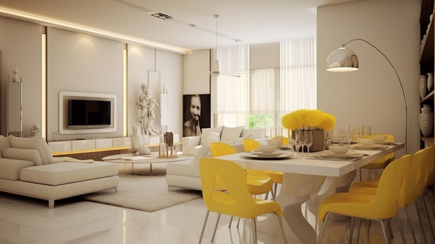 Premium AI Image | A living room with a fireplace and a tv