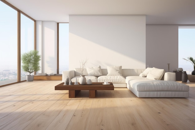 Premium AI Image | a living room with a large window