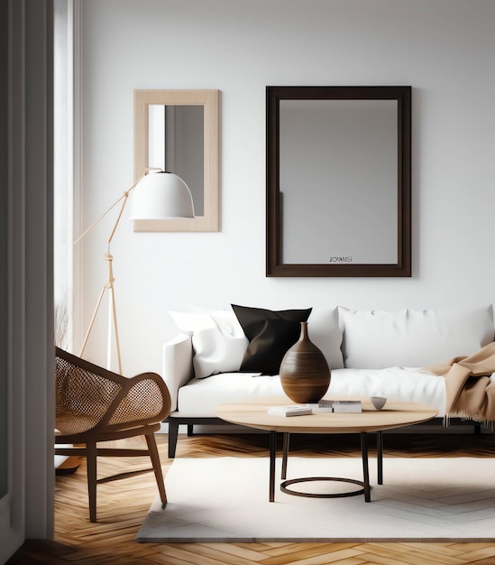 Premium Photo | A living room with a mirror on the wall that says'the ...