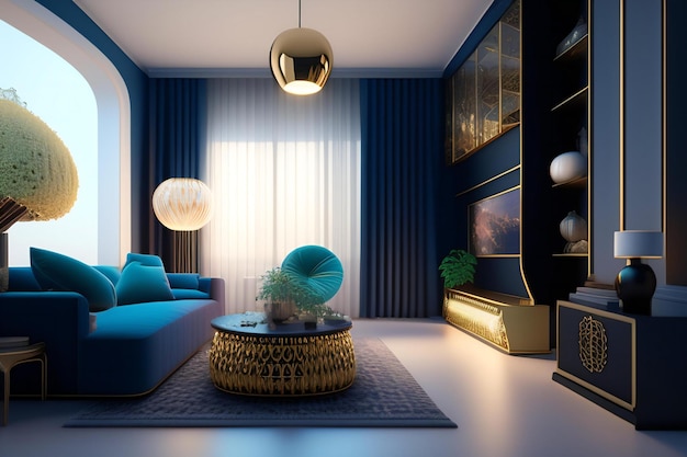 Premium AI Image | Luxury interior of the living room 3D rendering ai ...