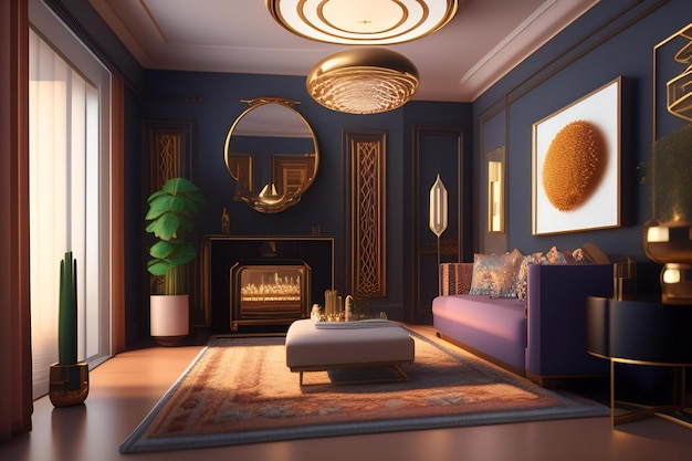 Premium AI Image | Luxury interior of the living room 3D rendering ai ...