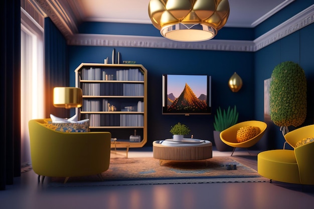 Premium AI Image | Luxury interior of the living room 3D rendering ai ...