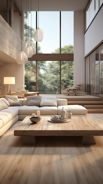 Premium Photo | Minimal living room UHD wallpaper
