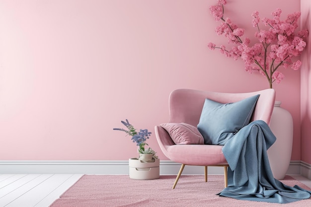 Premium Photo | A minimalist living room with soft pastel colors
