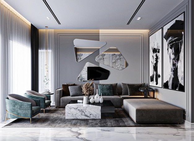 Premium Photo | Modern classic living room design