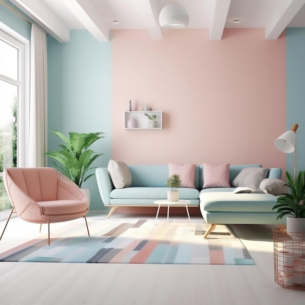 Premium AI Image | Modern Living Room with Creative Furniture and Soft ...