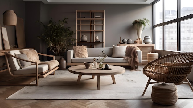 Premium AI Image | Modern living room with neutral tones