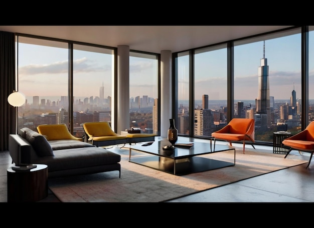 Premium Photo | A modern living room with a sleek and minimalist design
