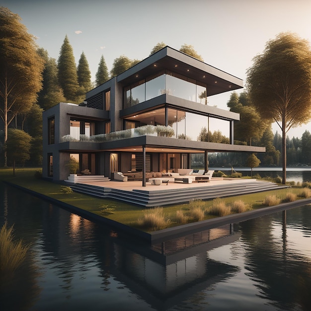 Premium AI Image | modern luxury home generated by AI
