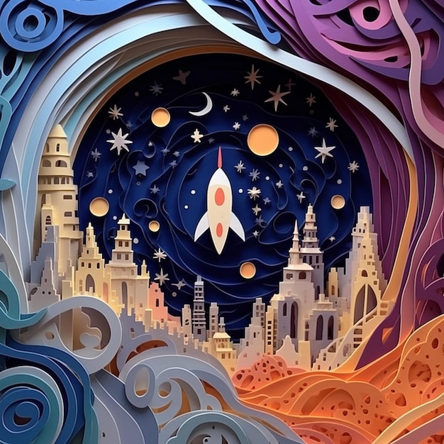 Premium AI Image | Multidimensional paper art