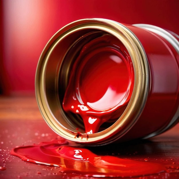 Open can of paint with Red paint color concept | Premium AI-generated image