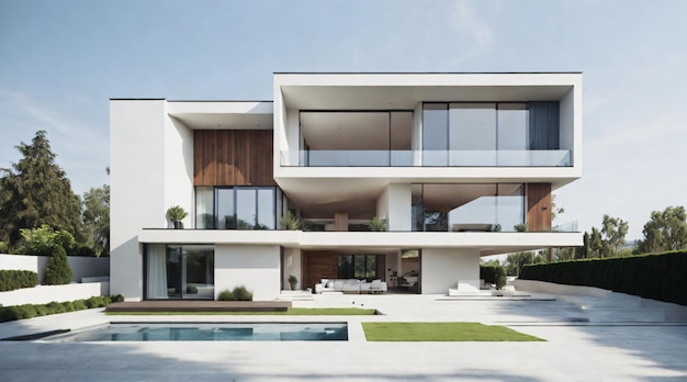 Premium AI Image | Photo high grey house for large family with grey ...