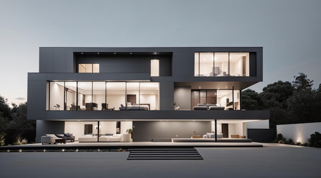 Premium AI Image | Photo high grey house for large family with grey ...