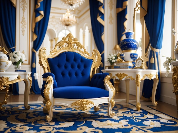 Premium AI Image | Regal Elegance Royal Blue Gold and Ivory Color ...