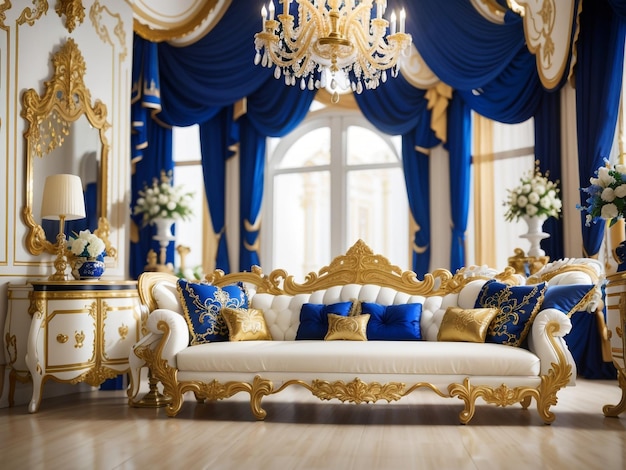 Premium AI Image | Regal Elegance Royal Blue Gold and Ivory Color ...