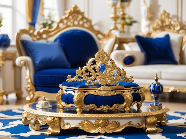 Premium AI Image | Regal Elegance Royal Blue Gold and Ivory Color ...