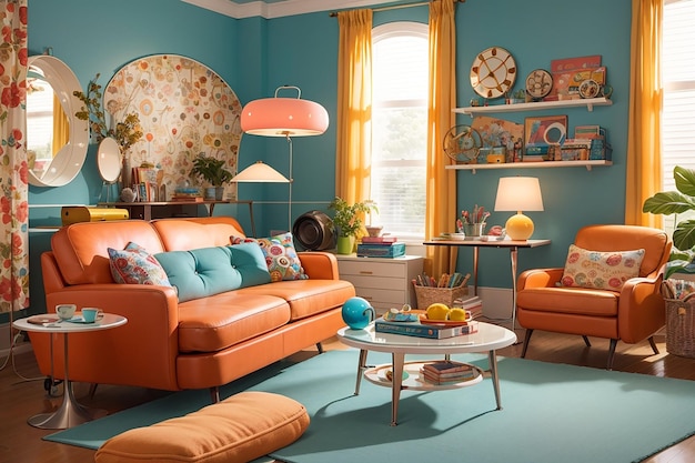 Premium AI Image | Retro Revival Vintage Vibes in the Living Room