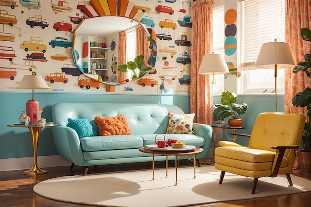 Premium AI Image | Retro Revival Vintage Vibes in the Living Room