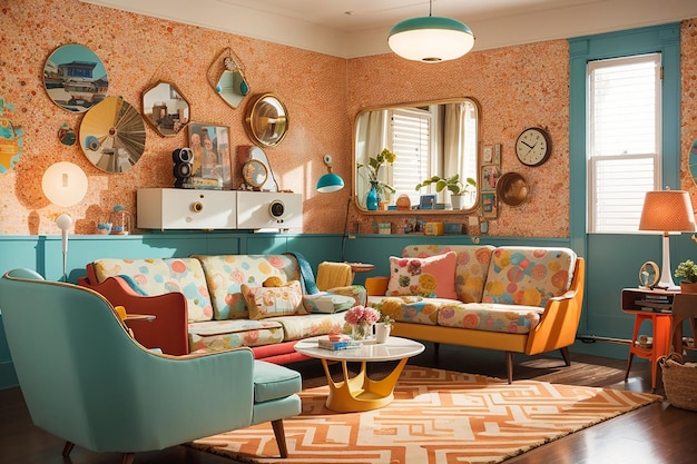 Premium AI Image | Retro Revival Vintage Vibes in the Living Room