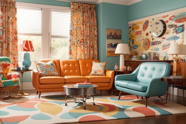 Premium AI Image | Retro Revival Vintage Vibes in the Living Room
