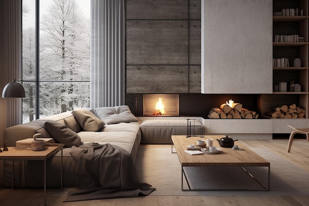 Scandinavian Interior in the Living Room | Premium AI-generated image
