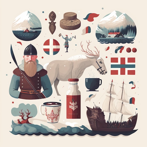 Premium Photo | Set of scandinavian icons