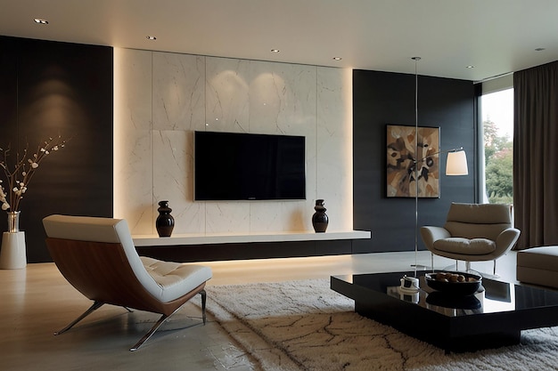 Premium Photo | Sleek Modern Living Room Design Wall Space