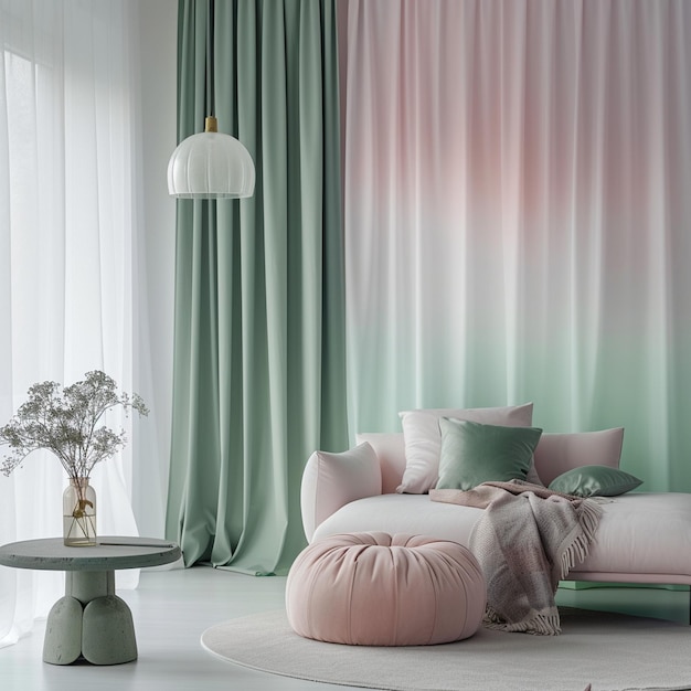 Premium Photo | Soft Pastel Gradient in a Cozy Living Room